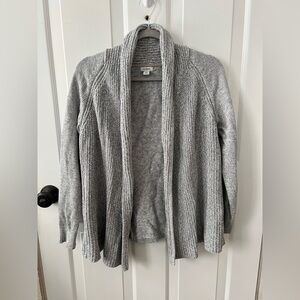 L.L. Bean Women's Gray Open-Front Shawl Collar Cardigan Sweater
